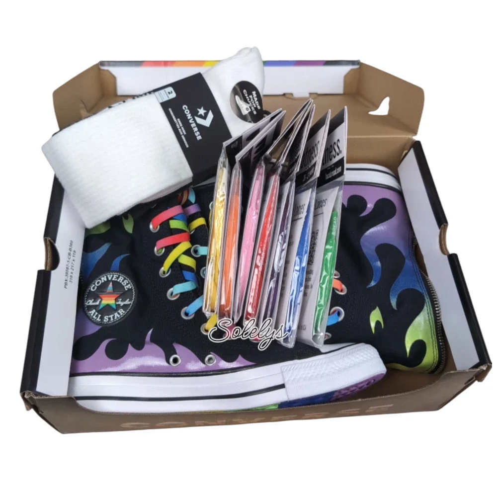 Converse Pride XXHI Rainbow Flame Elastic Lace Knee High Sneaker Boot Bundle 7.5 - Picture 10 of 10